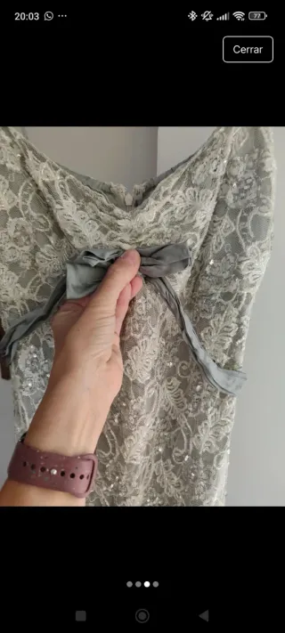 Vestido de fiesta gris y blanco Talla M