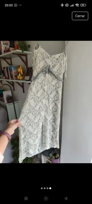 Vestido de fiesta gris y blanco Talla M