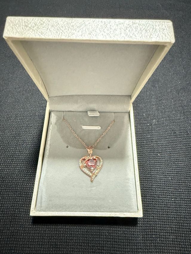 Collare Cuore Rosa in Argento 925 Donna