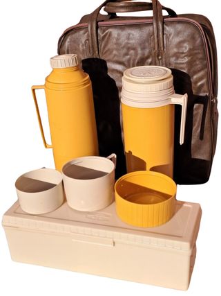 Bolsa set picnic Thermos vintage 60s/70s