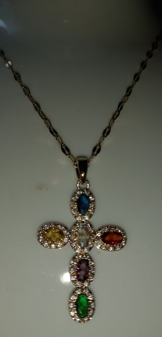 Collar Cruz Circonitas Multicolor