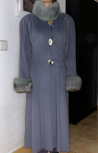 Abrigo de Cachemira Gris Azulado
