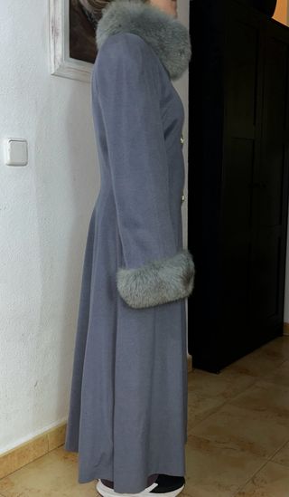 Abrigo de Cachemira Gris Azulado