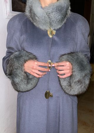 Abrigo de Cachemira Gris Azulado