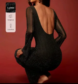 Vestido largo gasa manga acampanada