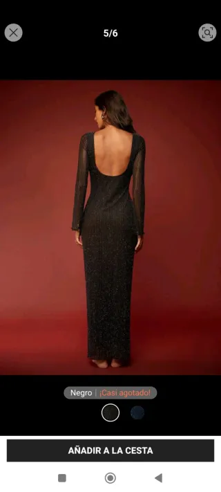 Vestido largo gasa manga acampanada