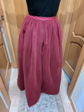 Falda larga tul Bruna granate