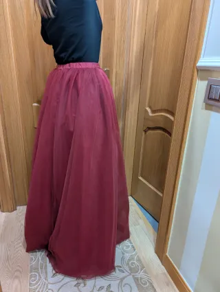 Falda larga tul Bruna granate