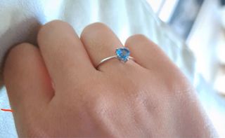 Anillo Oro Blanco 10k Corazón Topacio Azul + Regal