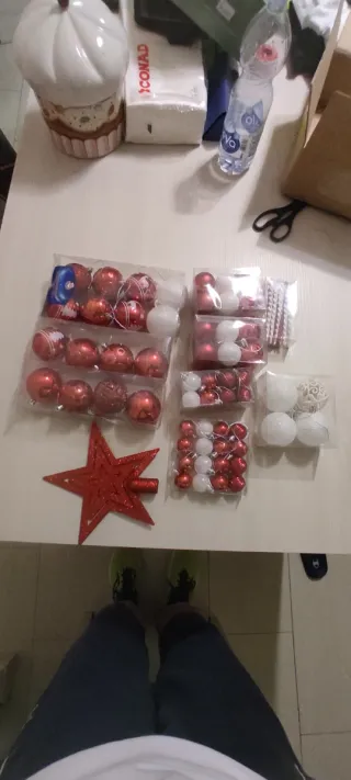 Set palle albero Natale rosse e bianche