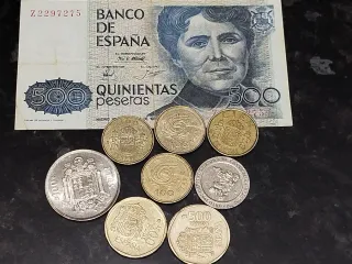 Lote Billete 500 Pesetas y Monedas España