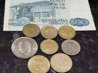 Lote Billete 500 Pesetas y Monedas España