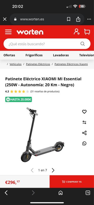 Patinete Xiaomi Mi Essential Negro