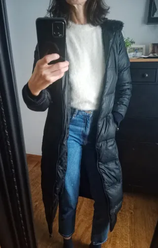 Anorak largo mujer negro