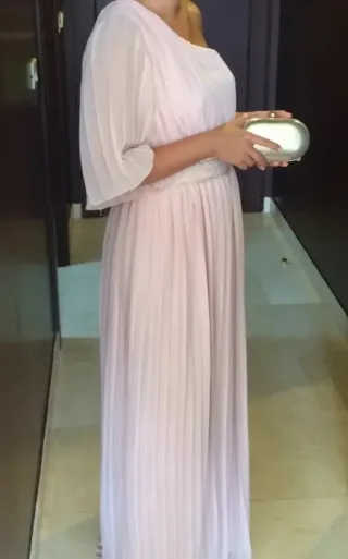 Vestido rosa plisado talla S