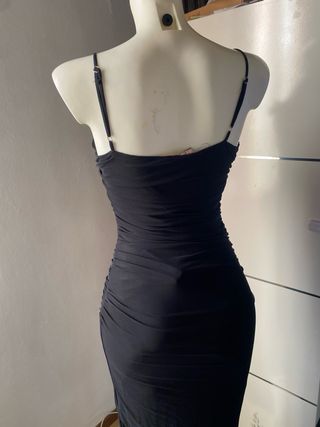 Abito lungo nero con fiori