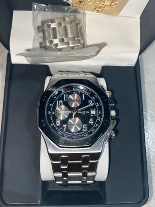 Reloj Martyn Line Negro/Plateado Nuevo