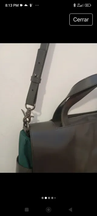 Bolso gris y verde