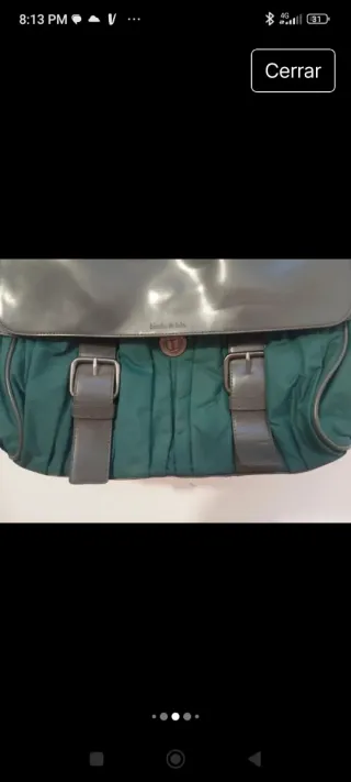Bolso gris y verde