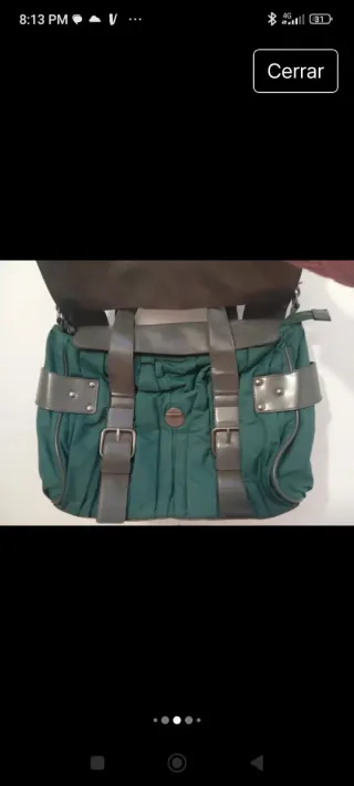 Bolso gris y verde
