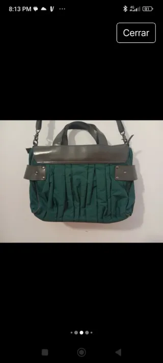 Bolso gris y verde