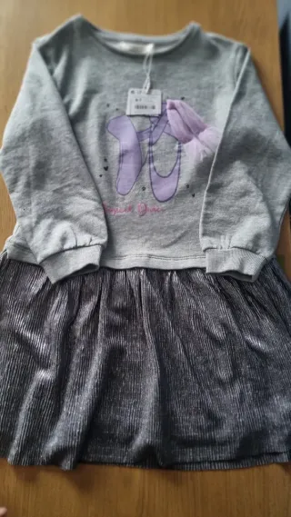 Vestido niña Sfera gris y plateado