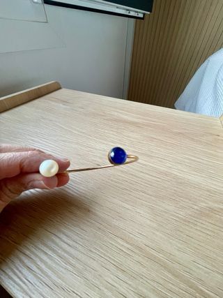 Pulsera TOUS plata baño oro perla y zafiro