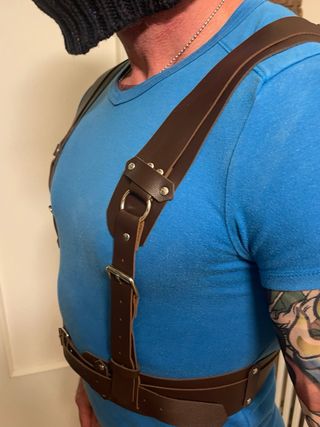 Bretelle uomo pelle marrone