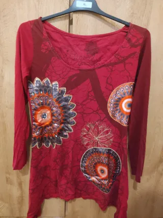 Camiseta Desigual Roja Estampada M