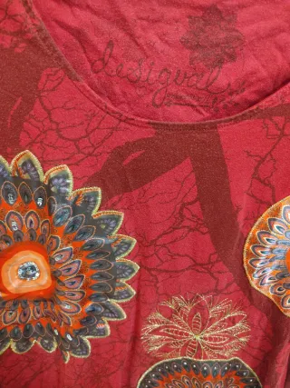 Camiseta Desigual Roja Estampada M