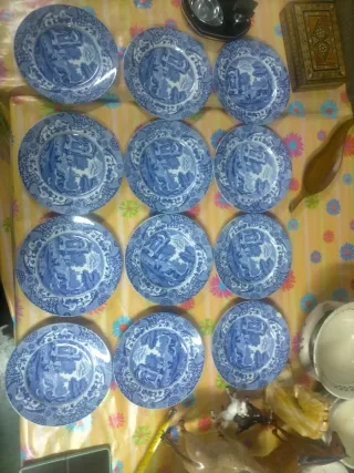 Set di 12 piatti Spode 19 cm Blu e Bianco