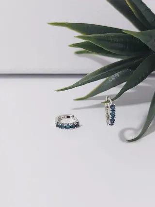 Pendientes Aro Pandora Azul Plata