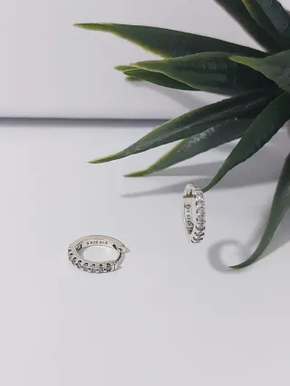 Pendientes Aro Pandora Brillantes Plata