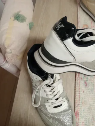 Zapatillas Armani Mujer Blancas y Plateadas