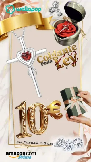 Colgante Cruz Corazón Cristal Rojo Plata