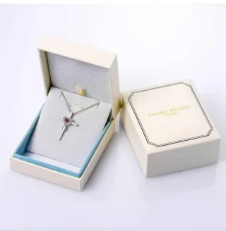 Colgante Cruz Corazón Cristal Rojo Plata