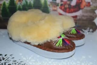 Zapatillas casa Zakopanki de 100% lana y cuero 38