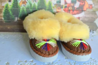 Zapatillas casa Zakopanki de 100% lana y cuero 38