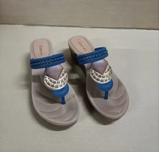 Sandalias Grendha mujer azul y dorado