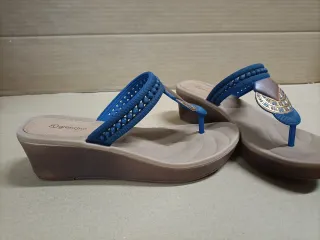 Sandalias Grendha mujer azul y dorado