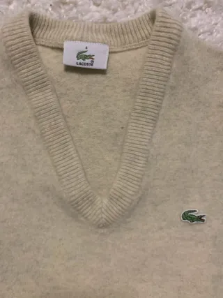 Maglione Lacoste Scollo a V Beige Taglia M