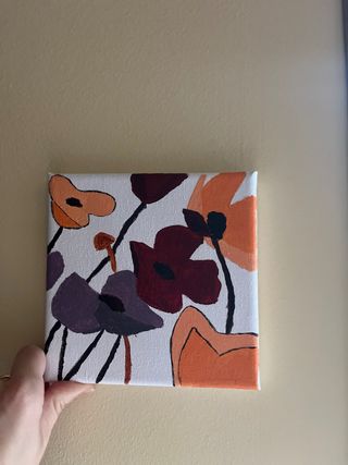 Cuadro abstracto flores pintado a mano