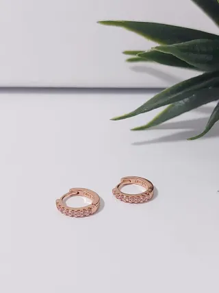 Pendientes Pandora Aro Oro Rosa y Circonitas