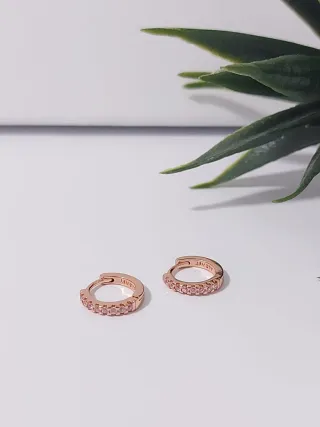 Pendientes Pandora Aro Oro Rosa y Circonitas