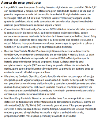 ¡¡-45%!! | OBVHNUA ABM900 - Cámara Vigilabebés