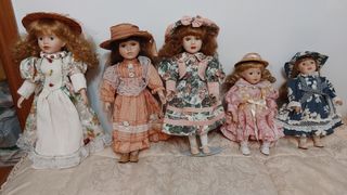 Lote 5 Bambole in Porcellana 30-40cm