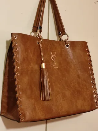 Borsa Saint Laurent YSL in stile marrone con detta