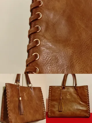 Borsa Saint Laurent YSL in stile marrone con detta