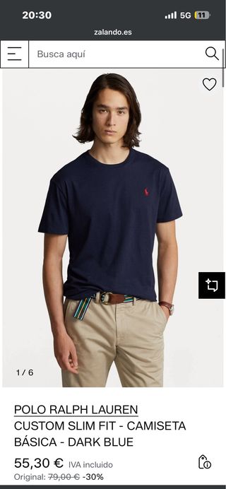 Camiseta Polo Ralph Lauren Custom Slim Fit Azul