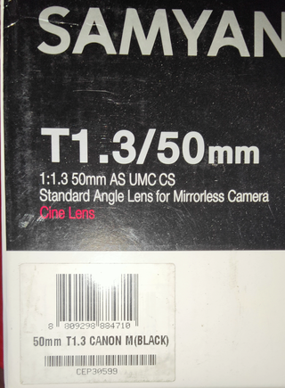 Obiettivo Samyang NUOVO T1.3/50mm 1:1:3 as umc cs